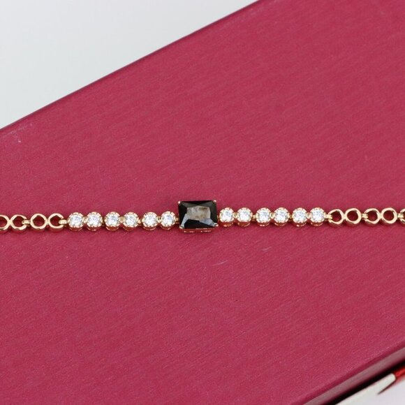 Gold Plated Yellow Bracelet with Black and White Stones, XPBL0630 - Picture 12 of 12